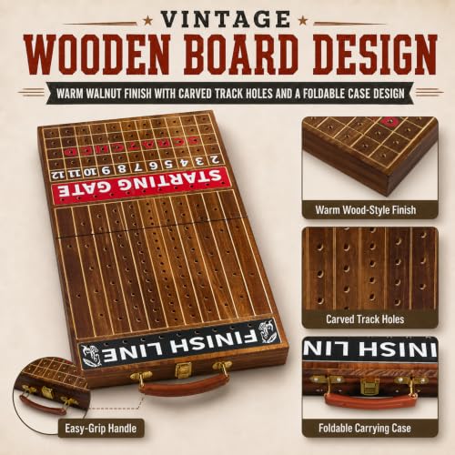 Juego de Mesa Carreras de Caballos de Madera Plegable miniatura 6