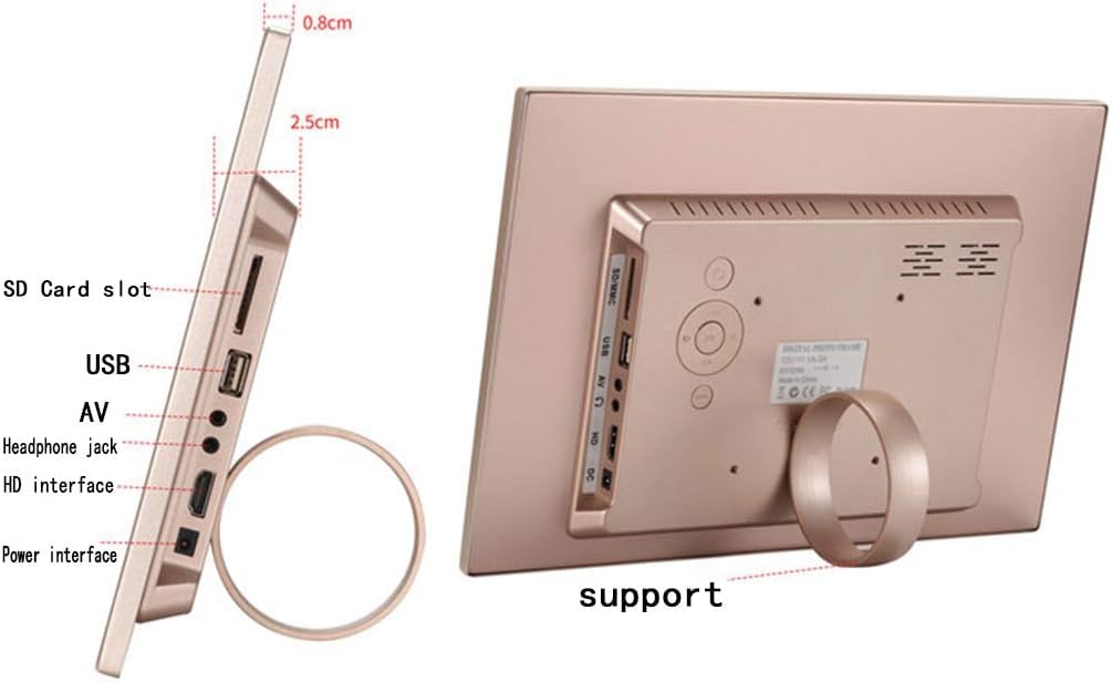 12-calowy Cyfrowy Elektroniczny Album Fotograficzny Ze Stopu Aluminium O Wysokiej Rozdzielczości Elektroniczna Maszyna Reklamowa Ultra-cienka Wąska Boczna Gniazdo Usb I Karty Sd, Gold