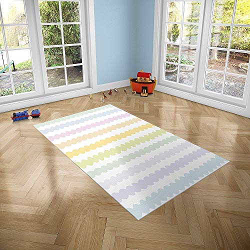 Oedim Alfombra Infantil Rayas de Colores para Habitaciones PVC | 95 x 165 cm | Moqueta PVC | Suelo vinílico | Decoración...