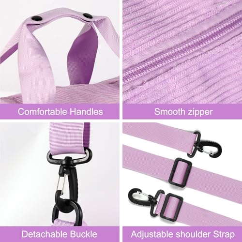 Image of Dance Ballet Bag for Girls Sport Gym Duffle Bags Overnight Travel Bags Fun Dance Corduroy Chenille Letter Bag for Dancers (Purple)