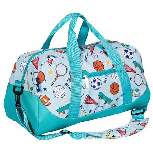 Image of Wildkin Kids Overnighter Duffel Bag - Carry-On Travel Bag for School & Sleepovers, Lightweight, Durable, Boys & Girls Ages 4-15 - Team Spirit