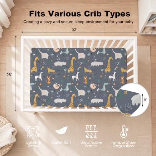 Image of Bimocosy Crib Sheets 4 Pack, 52 inch x 28 inch Baby Fitted for Boys & Girls | Breathable & Snug Fit, Soft Toddler Bed Sheets for Standard Crib Mattress, Nursery & Daycare Essentials