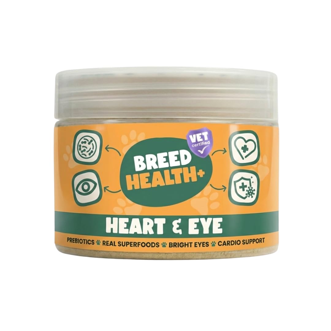YEARS Breed Health+ Vet Certified Prebiotic Eye & Heart Support for Dogs Nutritional Supplement Powder | 40g | Fussy Dog Approved for Sensitive Stomachs