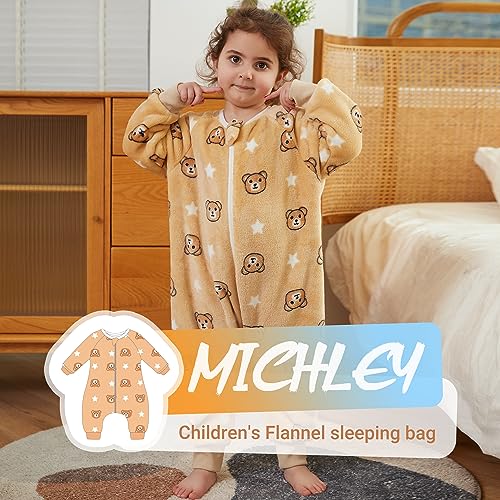 Image of MICHLEY Baby Sleeping Bag Sack with Legs Long Sleeve Wearable Pajamas | wearable blanket toddler baby, 9 Months-6T, Animal Designs, Flannel, Machine Wash