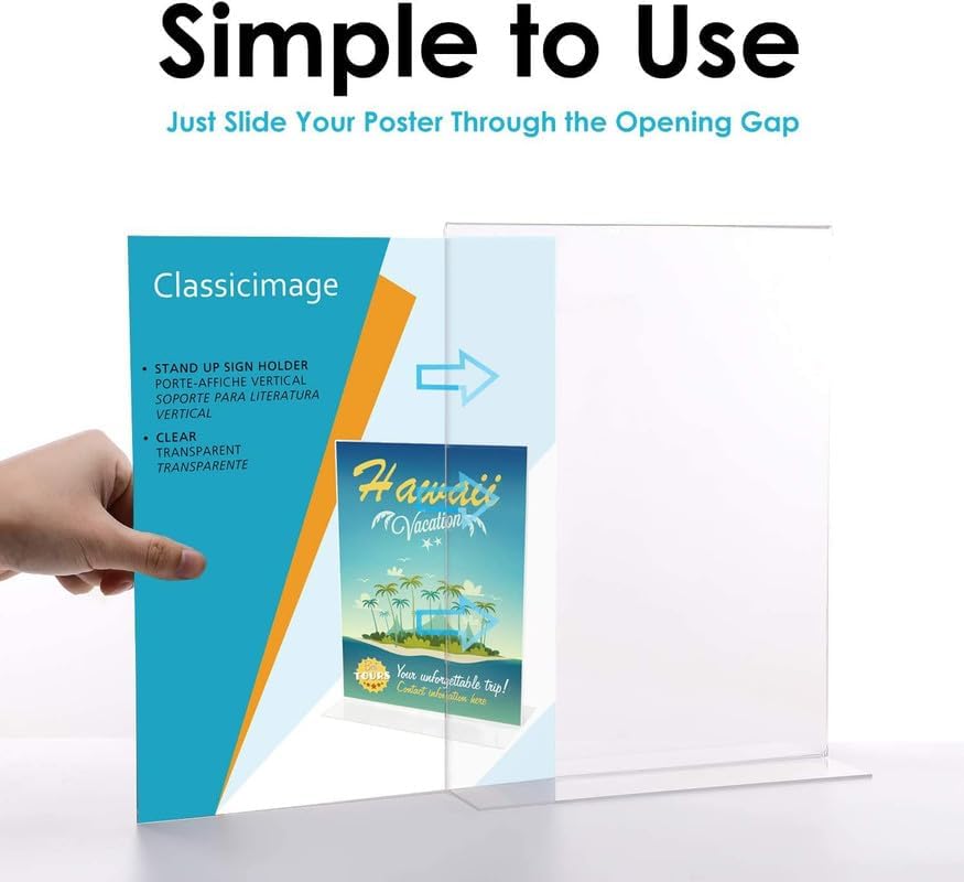 Image of Shuban Acrylic Sign Holder Table Sign Holder Double Sided T Shape Clear Plastic Desktop Display Holder Vertical Menu Stand Sign Holders for School, Office, Hotel, Party (05 X 7 Inch-2Pcs)