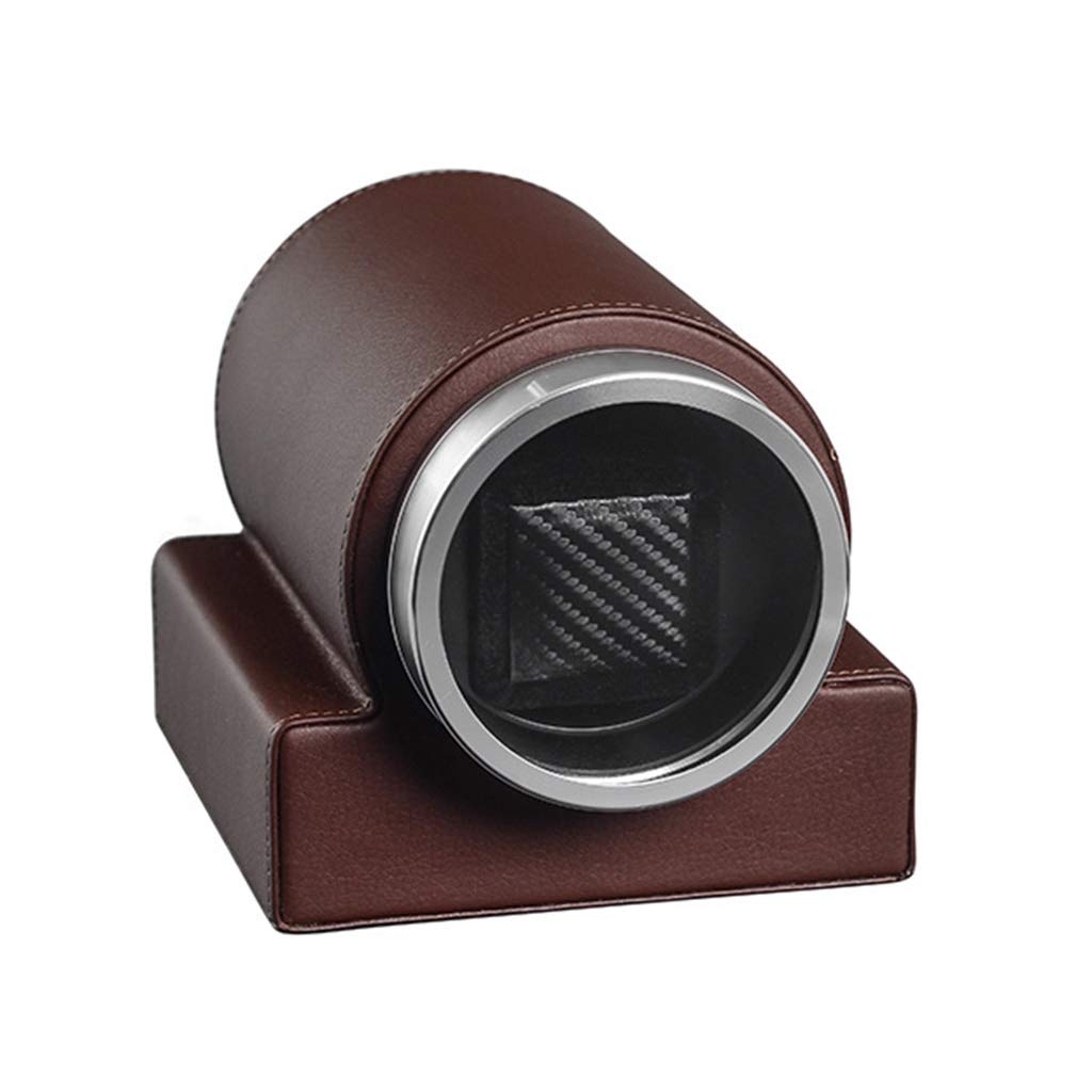 QUSYZD Watch Boxes Watch Winders Dustproof Box Leather Automatic Single Watch Winder Leather Display Box Case with Balance Base,Brown-A