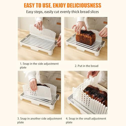 Bread Loaf Slicer | Adjustable Bread Slicer with Crumb Tray | Foldable Adjustable Width Slicing Guide Kitchen Gadgets, Baking Tools Loaf Cutting for Bagels Cakes Sandwiches - Image 7