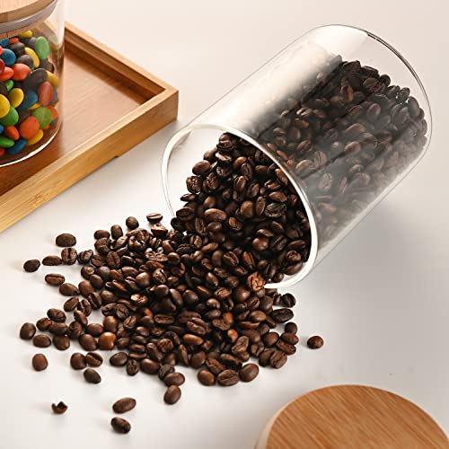 Image of umieo Glass Food Storage Containers with Lids, Small Storage Containers 27oz Set of 2, Glass Storage Jars with Airtight Lids for, Flour, Rice, Nuts, Candy, Coffee, Beans