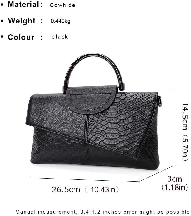 Genuine leather snake pattern handbag for women's fashionable and versatile top layer cowhide one shoulder crossbody small bag，purse