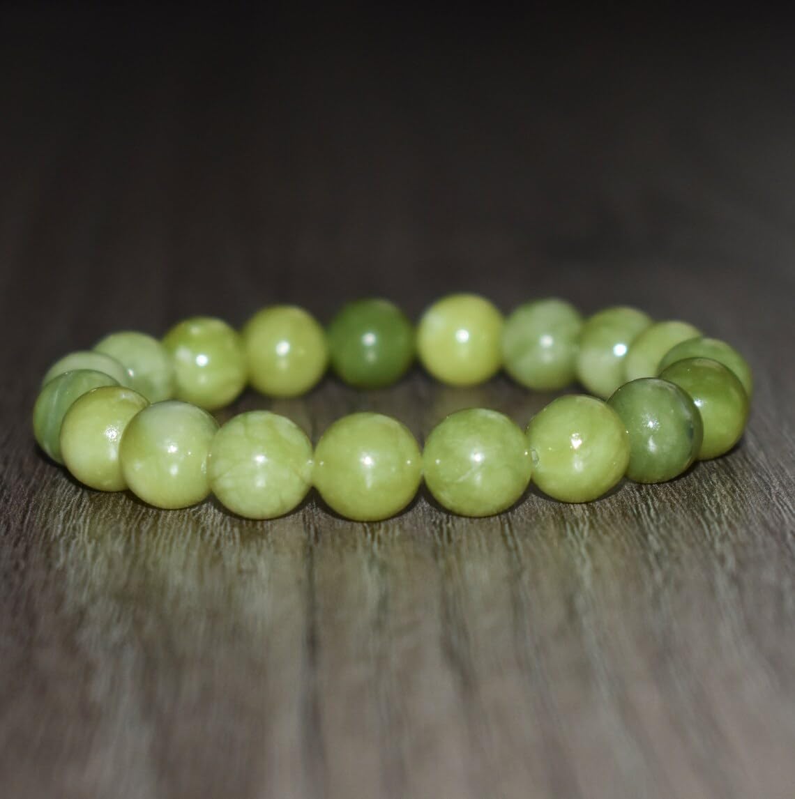 Braccialetto in diaspro verde fatto a mano con pietre semipreziose naturali da 10 mm, perline rotonde lisce ed elastiche, braccialetto bohémien, braccialetto per meditazione spirituale, regolabile,
