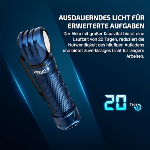 OLIGHT Perun 3 Stirnlampe aufladbar, 3000 Lumen, bis zu 20 Tage Laufzeit – Ansicht 2