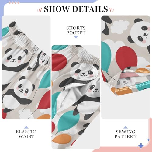 ZZXXB Panda Flying Balloon Boys Long Pants Soft Trousers Elastic Waist Kids Lounge Bottoms with Pockets S-XL4