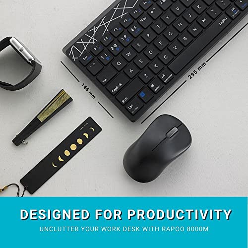 Rapoo 8000M Multi-Mode Keyboard and Mouse Set Bluetooth 3.0/4.0 Wireless 2.4 GHz 1300 DPI Combo- Black Rapoo 8000M Multi-Mode Keyboard and Mouse Set Bluetooth 3.0/4.0 Wireless 2.4 GHz 1300 DPI Combo- Black
