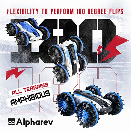 Alpharev Amphibious Rc Car For Kids - 2.4Ghz Remote Control Boat Waterproof Rc Monster Truck Stunt Car 4Wd Remote Control Vehicle Teens Boy Girl Adult Gift All-Terrain Water Beach Pool Blue Toy A206 #TOP2