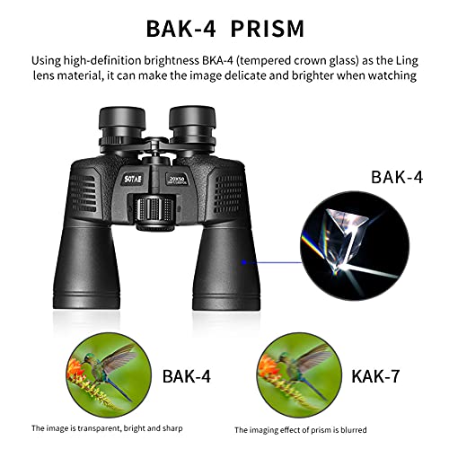 Fernglas für Erwachsene, 20 x 50, HD, professionell/wasserdicht, beschlagsicher, mit Nachtsicht bei schlechten… – Bild 3