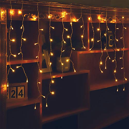 Orangie LED Icicle Lights, 96 LEDs 9.8ft 8 Modes, Curtain Fairy Light, LED String Light for...