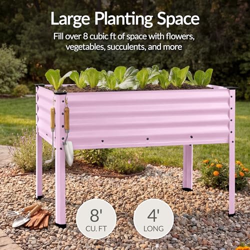 Image of Best Choice Products 48x24x30in Galvanized Raised Garden Bed, Metal Elevated Planter Box, Vegetable Garden for Backyard, Patio, Balcony, 100% Non Toxic Materials - Pink