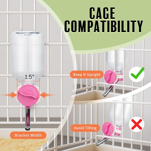 Image of Choco Nose Patented No-Drip Water Bottle /Feeder for Guinea Pigs /Hamsters /Bunnies /Ferrets /Other Small Pets, Critters and Animals -for Cages, Crates or Wall Mount. 10.2 oz. Nozzle 10mm, Pink (C128)