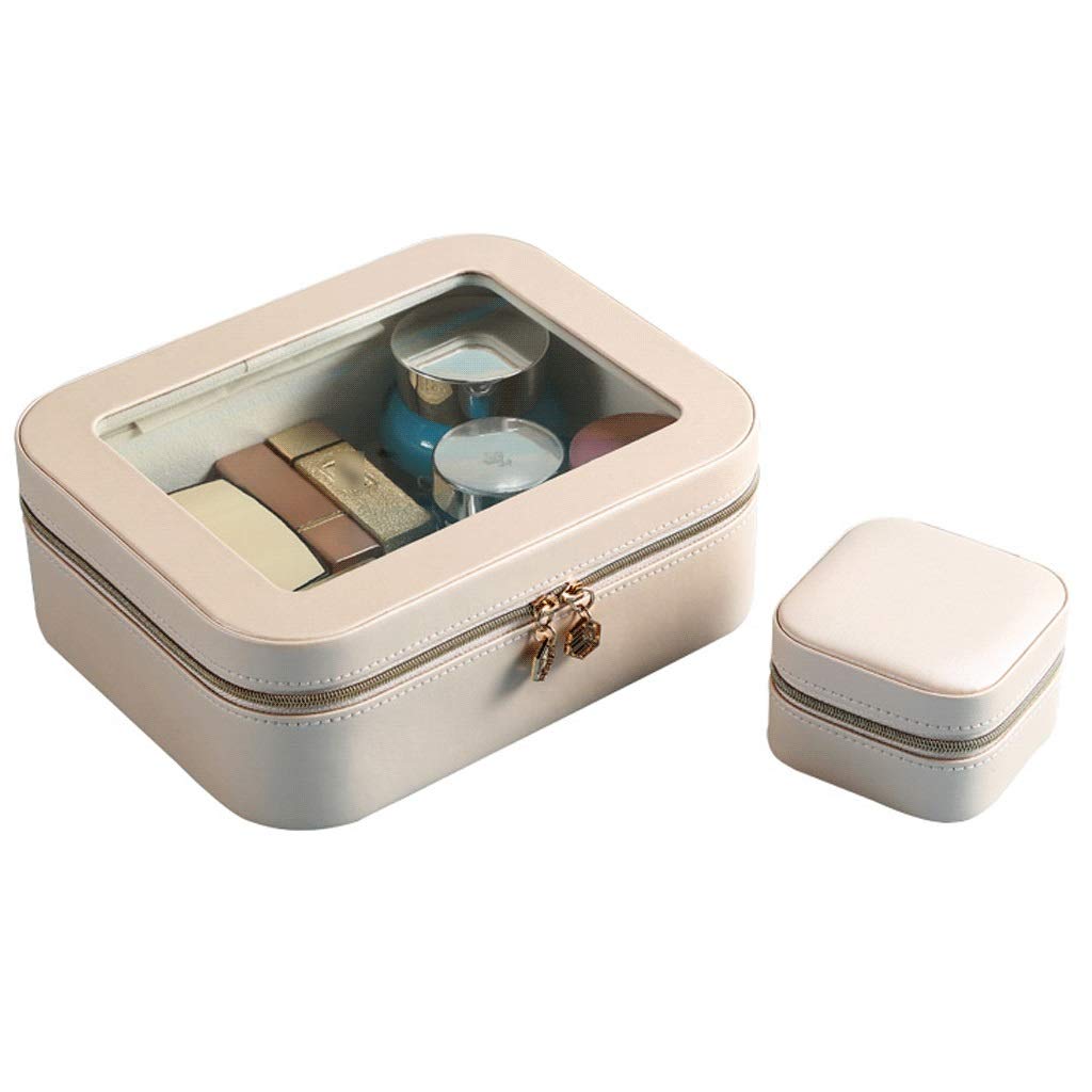 RajoNN Schmuckschatulle, Schmuckschatulle für Ringe, Ohrringe, Mini-Reise-Schmuck-Organizer + große transparente Kosmetiktasche, Schmucketui, Geschenk für Mädchen und Frauen, Schmuck-Organizer,