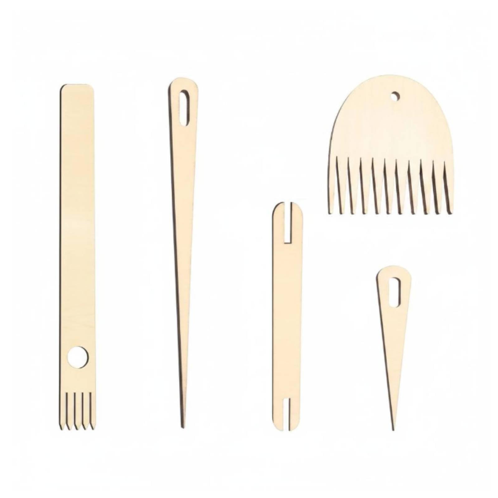 5 Pieces Wooden Knitting Needle Gauge Long-Lasting Wooden Knitting Gauge Natural Wood Yarn Measuring Tool for Knitters, Crocheters, Craft Room, Sewing Table, Travel, 5 PCS Loom Stick Set-image-10