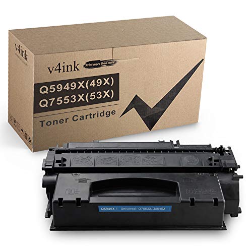 V4INK Compatible 49X 53X Toner Cartridge Replacement for HP 53X Q7553X 49X Q5949X for use in HP Laserjet P2015dn P2015 P2015d 1320 1320n 3390 3392 M2727nf P2014 P2010 Printer (Black,1 Pack)