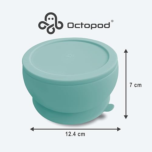 Miniatura 3 de Octopod - Tazón de succión de silicona para bebés con tapa, cuencos para niños pequeños y bebés, recipientes de comida para bebés, cuencos a prueba
