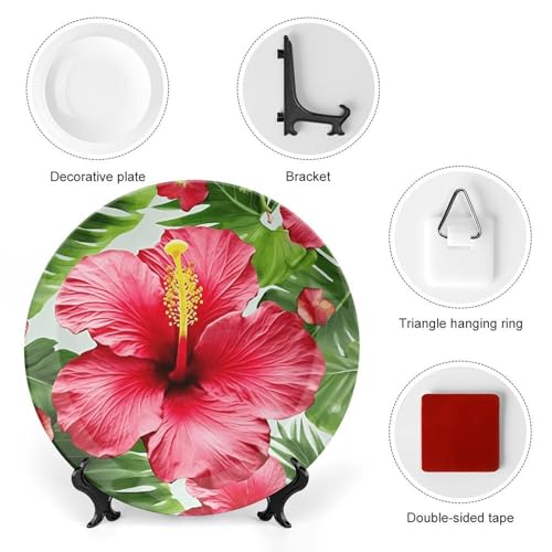 Plato decorativo de porcelana con flor de hibisco 7 pulgadas miniatura 3