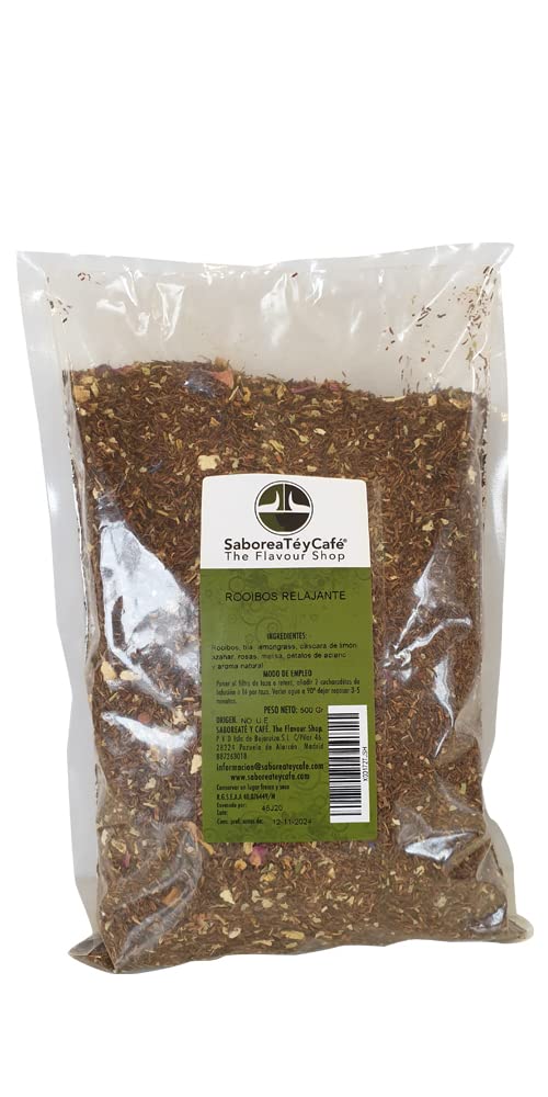 SABOREATE Y CAFE THE FLAVOUR SHOP Té Rooibos Relajante En Hoja Hebra A Granel Infusión Natural Adelgazante 500 gr