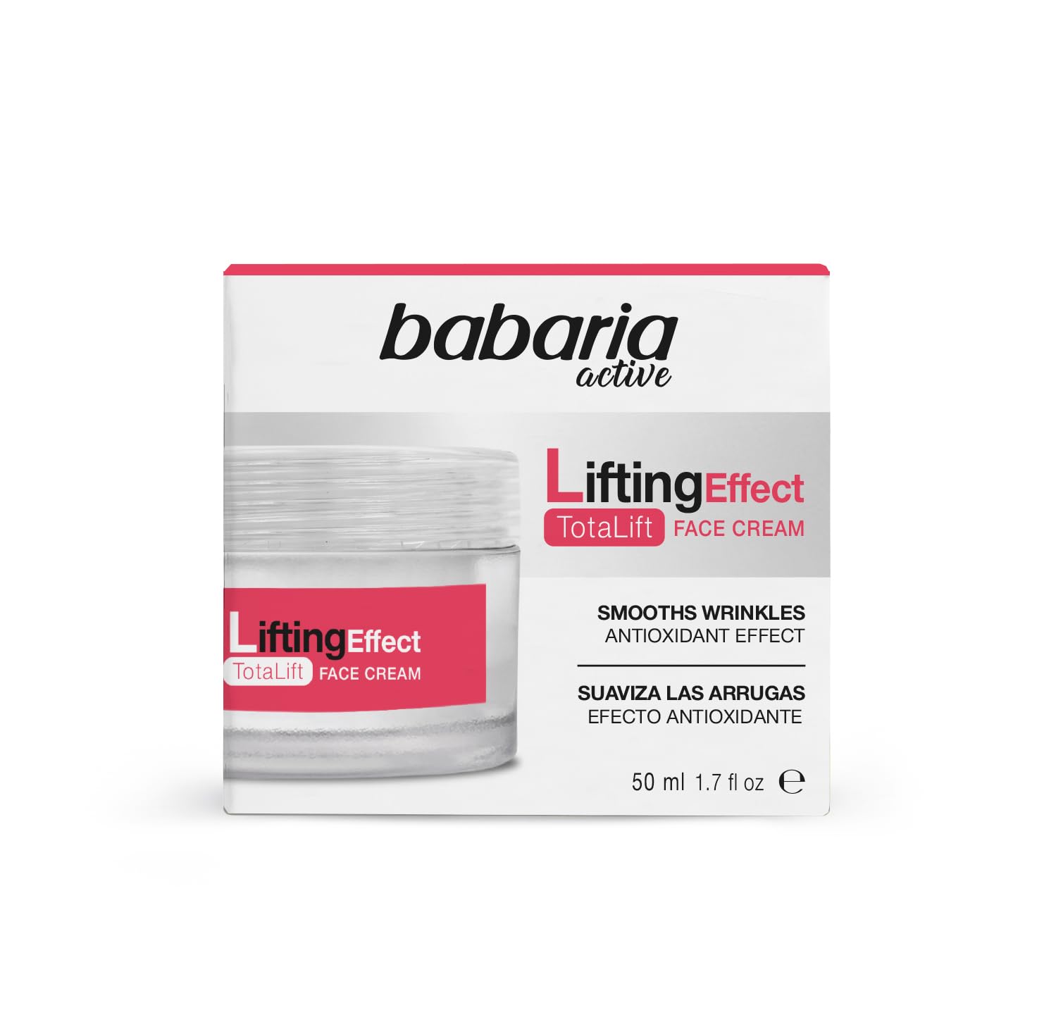 Babaria - Crema Facial Lifting Effect Total Lift, Crema Facial Anti Arrugas, Efecto Antioxidante y Antiedad, Vitamina E y Escualano, 100% Vegano - 50 ml