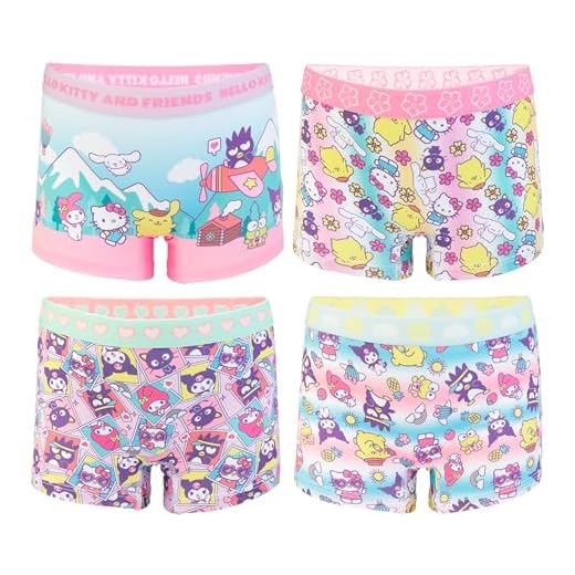 Hello Kitty Girls' 100% Combed Cotton Underwear in Sizes 2/3t, 4t, 4, 6 and 8, 4-Pack Boyshort
