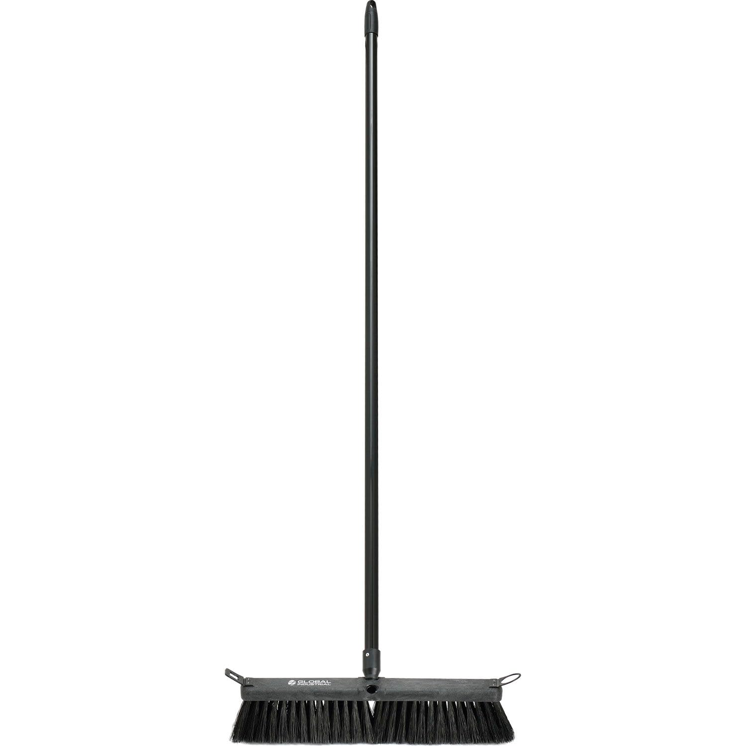 Global Industrial Fine Sweep Push Broom W/Plastic Block & Steel Handle, 18