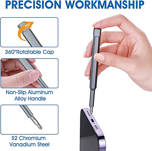 Image of 24 in 1 Screwdriver 24 Bits with Plastic Case for Cell Phone Laptop Watch Computer Electronics Glasses Repair Small Pocket Screwdriver Set Phillips Flathead Screwdriver Bit Magnetic black
