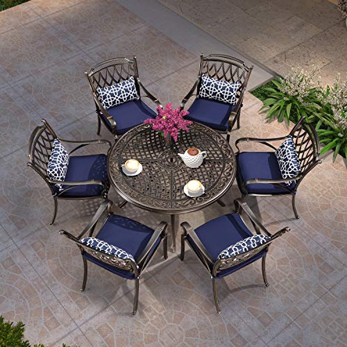 PURPLE LEAF 7 Pieces Outdoor Dining Set Cast Aluminum...