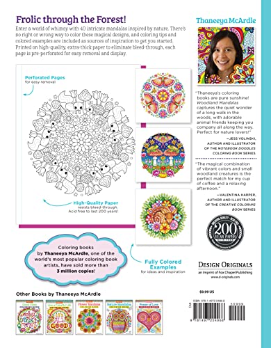 Woodland Mandalas Coloring Book (Design Originals) 40 Nature-Inspired Designs with Flowers, Butterflies, Chipmunks, Birds, and Other Seasonal Signs of Spring, on Perforated Pages (Coloring Is Fun) - Image 2