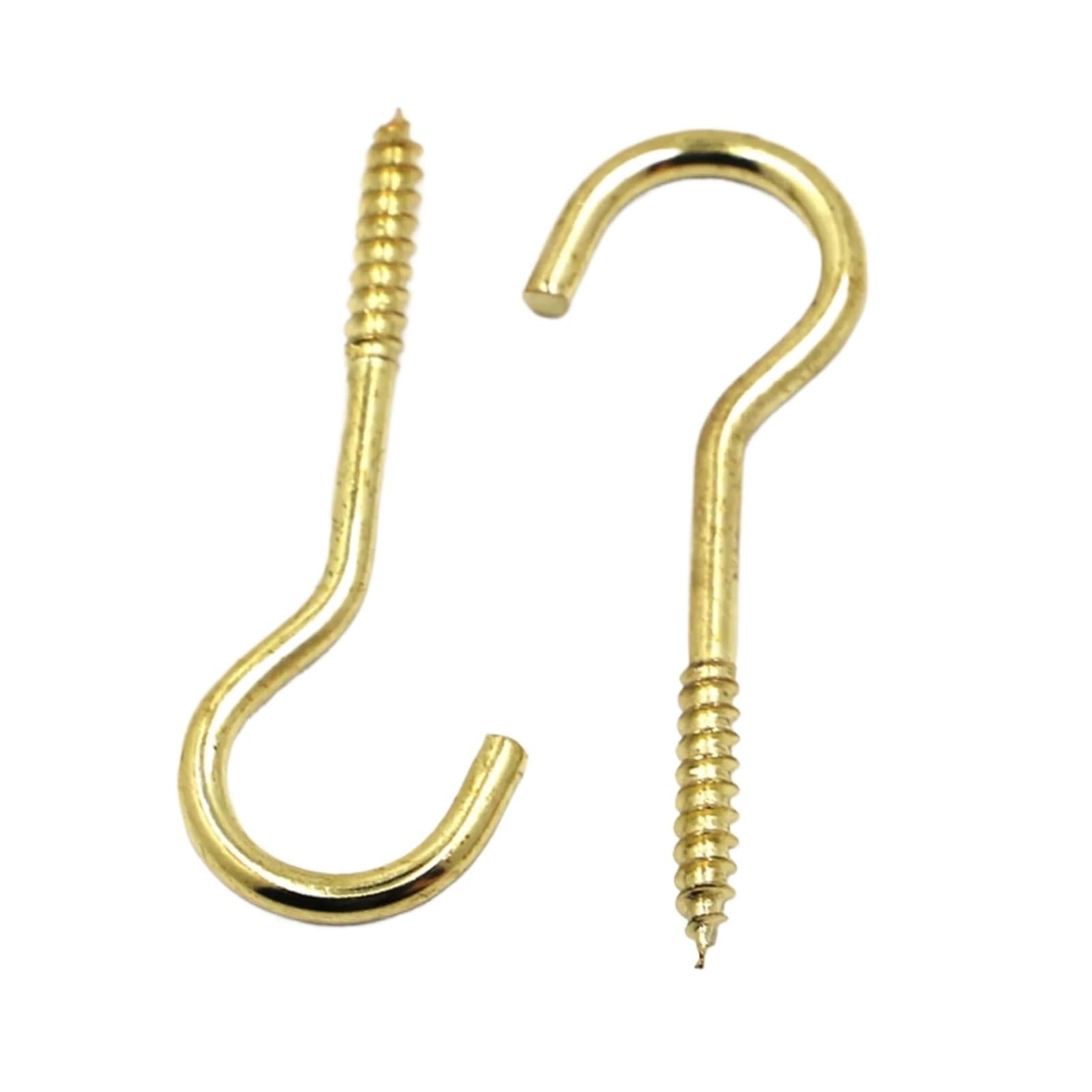 LZTDSBX Cup Hooks Screw Light Hook Ring Question Mark Eye Self-Tapping Hooking(Yellow,No.8 5pcs)