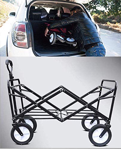 LIDDFAFA Zusammenklappbarer Bollerwagen mit Sonnen-/Regenschutz, verstellbarem, ausziehbarem Schiebe- und Ziehgriff, Abnehmbarer Plane und Verdeck – Bild 4