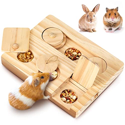 TOGHPUW Juguetes para Hamsters, Juguetes para Animales, Conejos Accesorios, Juguete De Madera 6 En 1, Adecuado para Cobayas, Conejos, Chinchillas Y HáMsters.