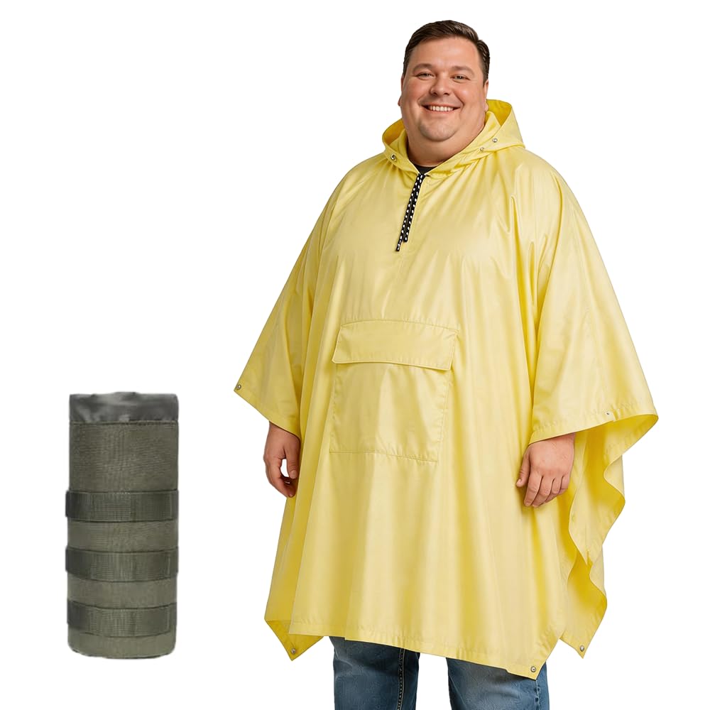 Urby Poncho antipioggia per adulti con cappuccio, poncho para lluvia, poncho tattico adulto per campeggio, escursionismo, viaggi, attività all'aperto