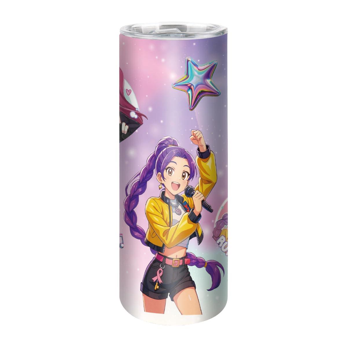 DOGDPELWI Demon Hunters Stainless Steel Water Bottle 590ml Stainless Steel Sports Water Bottles with Straw Leakproof Reusable Drinks Cup for Gym, Travel, Sports (Singing)