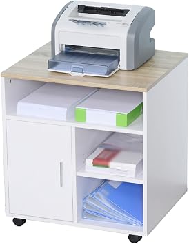 Printer Stand Wooden Printer Cabinet Office File Storage Low Cabinet Side Cabinet with Door Removable Office Under Table Printer Bracket Desk Stand Color A, Size S