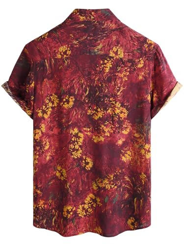 Image of JOTOOK Mens Hawaiian Shirt Short Sleeve Button Down Tropical Shirts Casual Floral Summer Beach Shirt