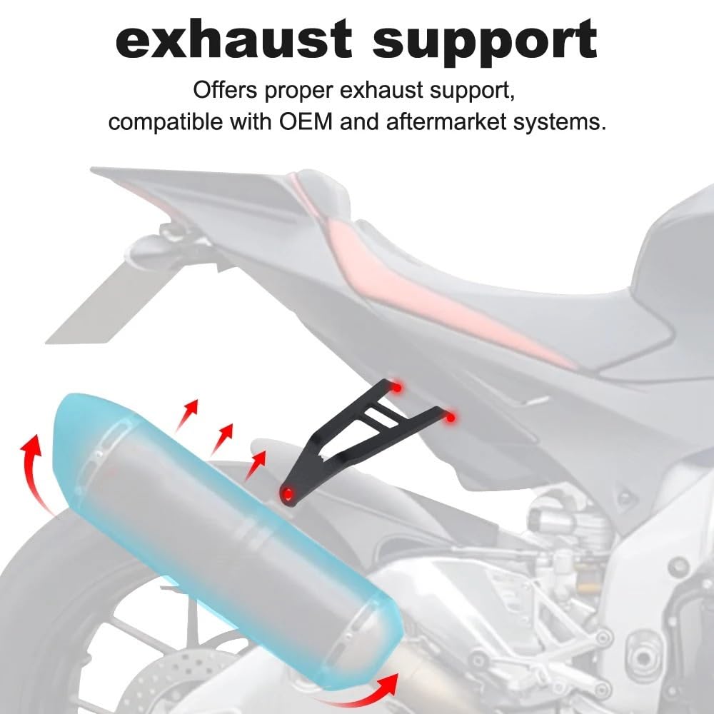 podłokietnik Tylny motocyklowy Podłokietnik dla pa Do Aprilia Tuono V4 R (RRSO) 1100 Factory RSV4 RSV4-R | Aluminiowy wspornik wieszaka wydechowego, wspornik tłumika