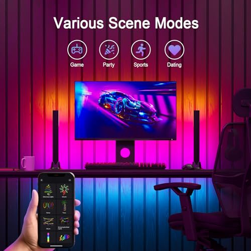 Ustellar Smart LED Lightbar, 42cm RGB IC Lightbar, TV Hintergrundbeleuchtung für 45-70 Zoll, USB Betrieben Ambient Lampe, Musik Sync Steuerbar über App und Fernsteuerung für Gaming, TV, Zimmer Deko – Bild 4