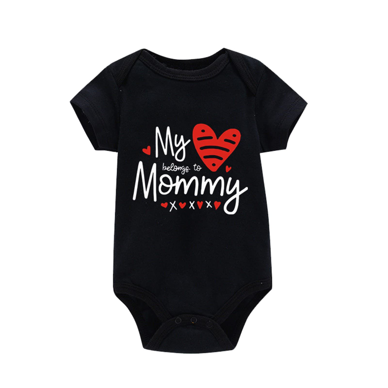 Baby White Romper Kids Baby Valentines Day Toddler Girls Boys Letter Heart Prints Shorts Sleeves Black 6-9 Months