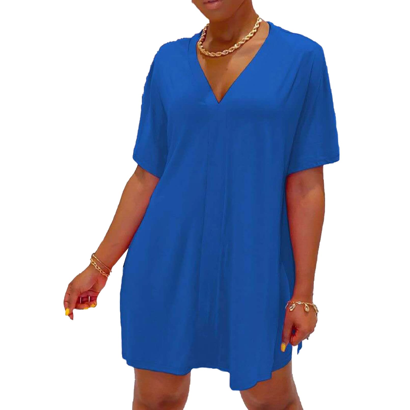 Ensemble Homewear 2 Pièces Femme Grande Taille avec Haut Col en V et Short Décontracté