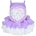 Parisian Pet Dog Clothes Cat Apparel Outfits Tutu Heart, Purple, M