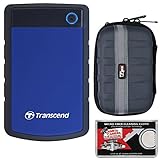 Transcend 2TB USB 3.1 StoreJet 25H3 Portable Hard Drive (Navy Blue) with Case + Cleaning Cloth