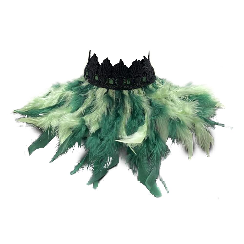 Uposao Feather Collar Shawl Feather Choker Cloak Natural Feather Collar Props For Cosplay Party Performance Model Walk Halloween Ball Feather Collar Shawl Props