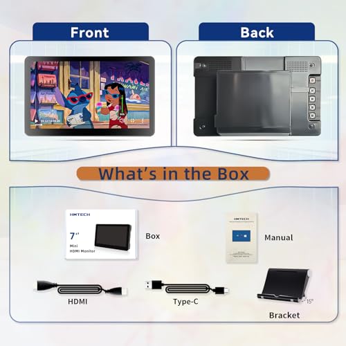 Image of HAMTYSAN 7'' Small HDMI Monitor 800x480 Raspberry Pi Screen with Case Second /Extend Screen for Raspberry Pi 5 /4 /3 Win11 /10 /8 /7, Plug & Play, Dual Speakers, Non-Touch