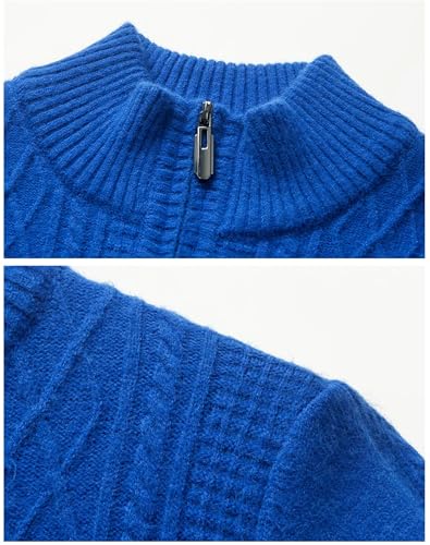 Men's Sweater Winter Fashion Zipper Half Turtleneck Knitted Pullover Sweater3